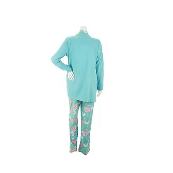 SleepIn by BedHead PJs Floating Fans Womens 3X Aqua 3-Piece PJ Set NWT - Picture 2 of 4